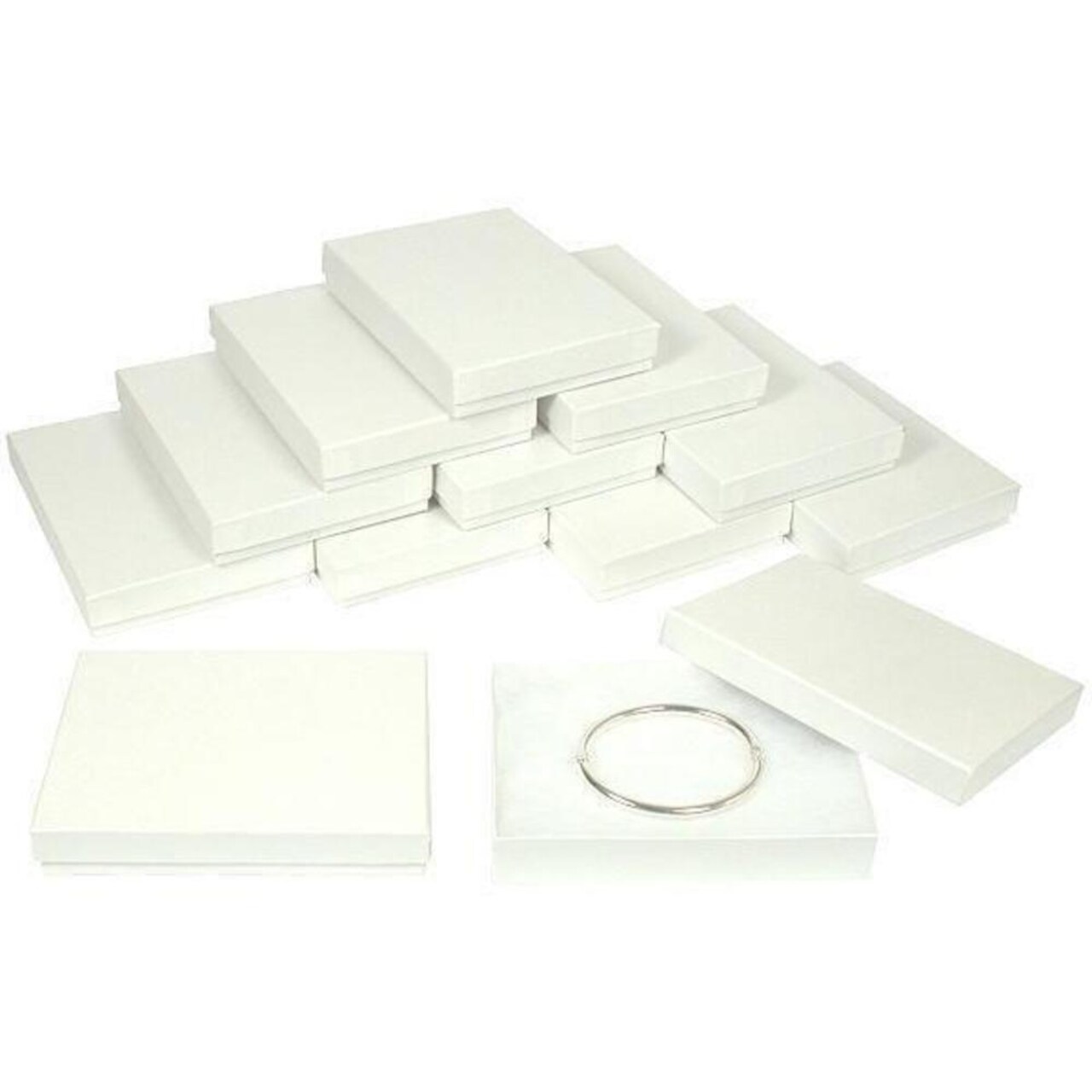 White Swirl Cotton Filled Bracelet Gift Box Jewelry Displays Kit 100 Pcs